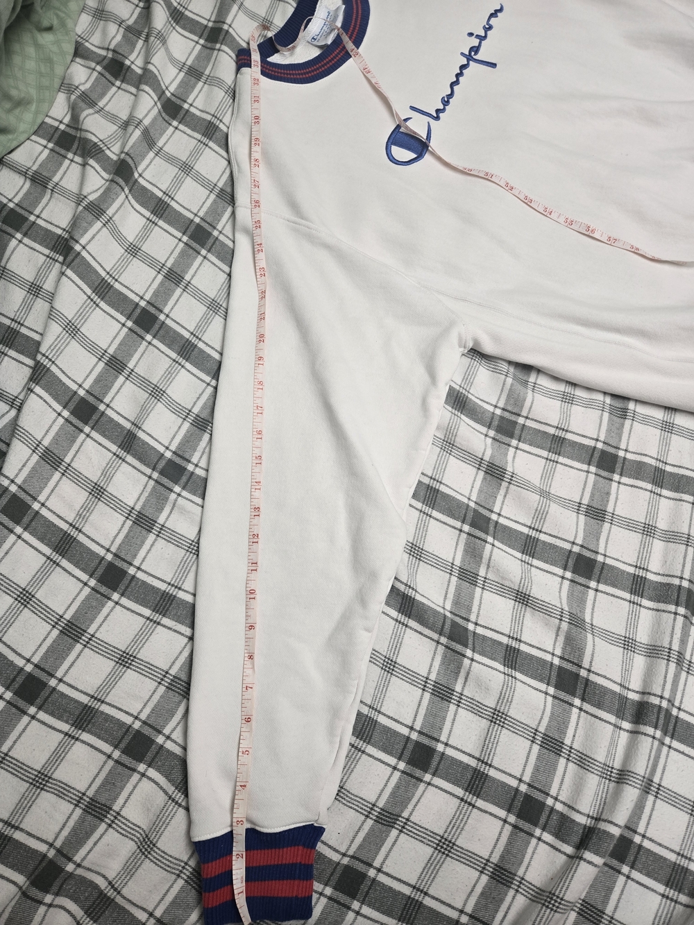 Champion White Crewneck Sweatshirt with Blue Script